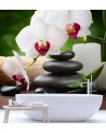 Wall mural - Orchid candle and zen stones in spa | FEEBY