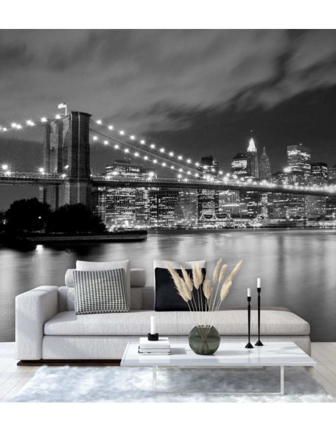Photo Wallpaper - Brooklyn Bridge lit up at night New York | FEEBY