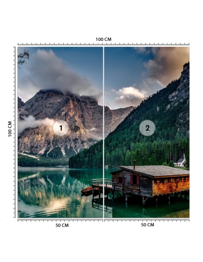 Original wall murals - Lake in the mountains mountain landscape | FEEBY