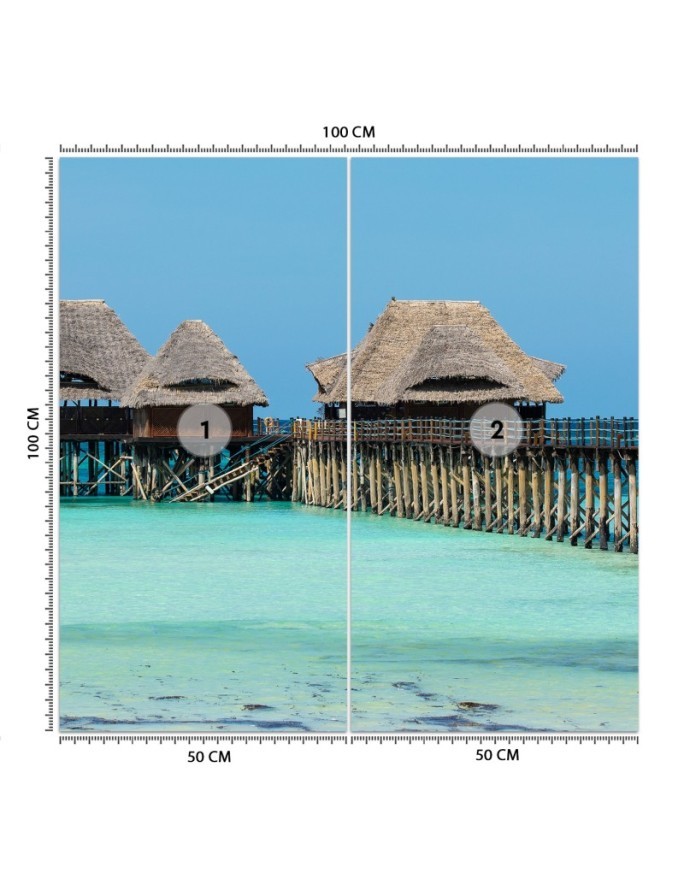 Unique wall murals - Bungalows tropical beach | FEEBY