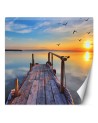 Original Wallpaper - Sunset over a lake and flying birds | FEEBY