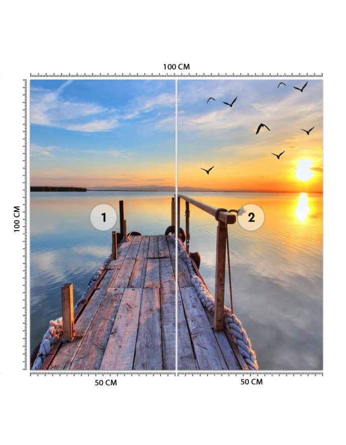 Original Wallpaper - Sunset over a lake and flying birds | FEEBY