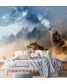 Unique Wallpapers for the living room - Wolf moon forest in the fog | FEEBY