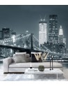 Wallpapers - Brooklyn Bridge at night New York black and white | FEEBY