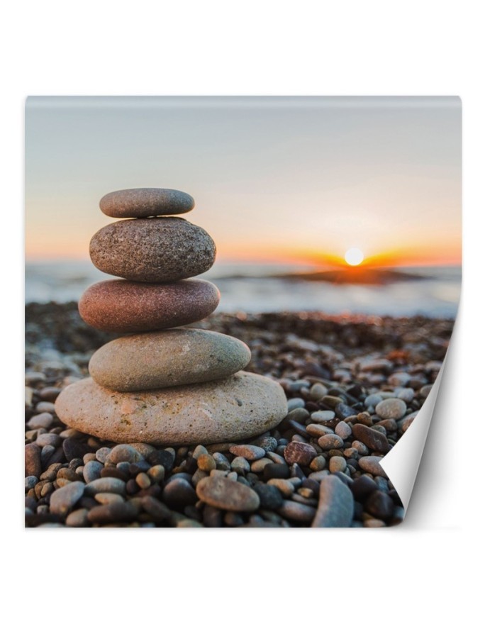 Original wall mural - Stony beach and sunset | FEEBY