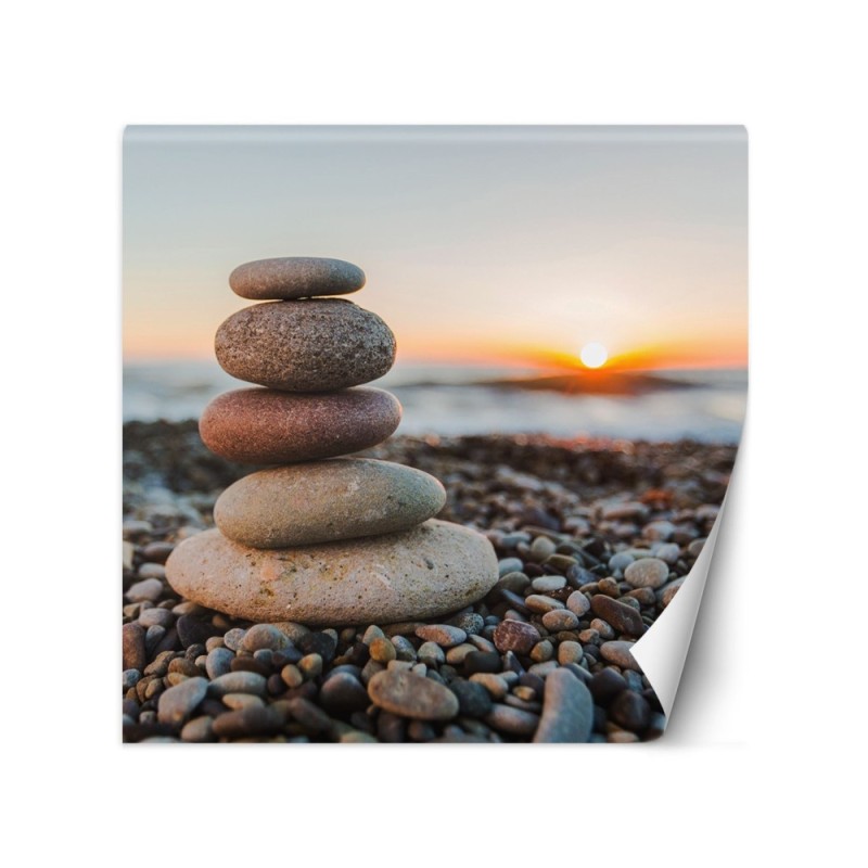 Original wall mural - Stony beach and sunset | FEEBY