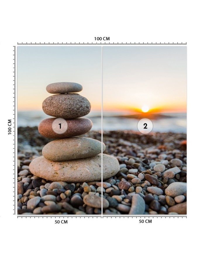 Original wall mural - Stony beach and sunset | FEEBY