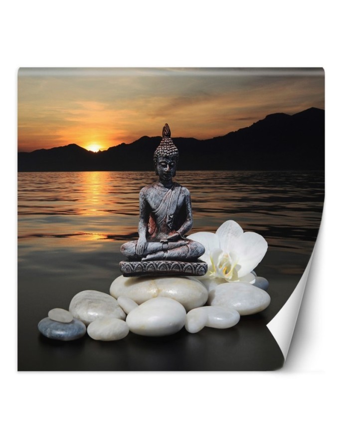 Stylish Wallpapers - Buddha on stones at sunset | FEEBY