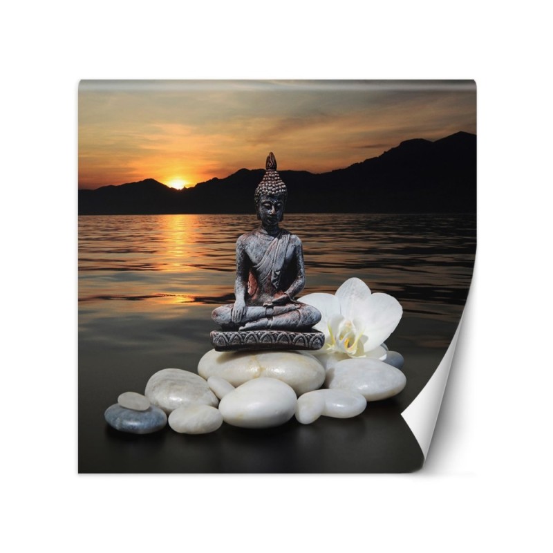 Stylish Wallpapers - Buddha on stones at sunset | FEEBY