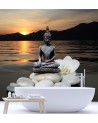 Stylish Wallpapers - Buddha on stones at sunset | FEEBY