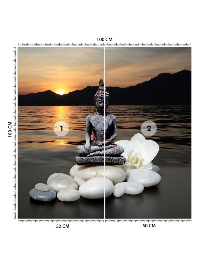 Stylish Wallpapers - Buddha on stones at sunset | FEEBY