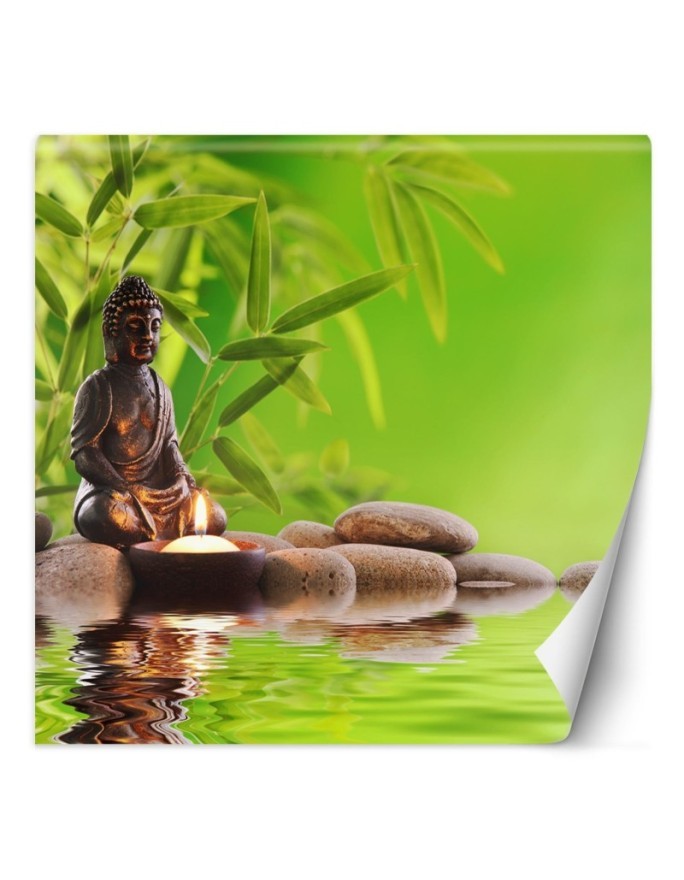 Original Wallpapers - Buddha candle and zen stones | FEEBY