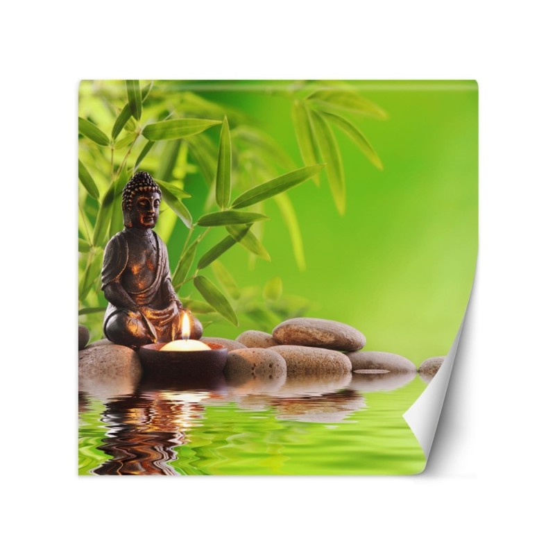 Original Wallpapers - Buddha candle and zen stones | FEEBY
