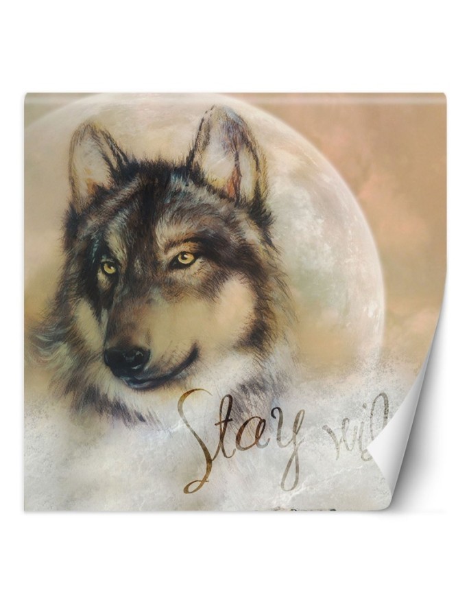 Modern wall murals - Brown wolf against the moon | FEEBY