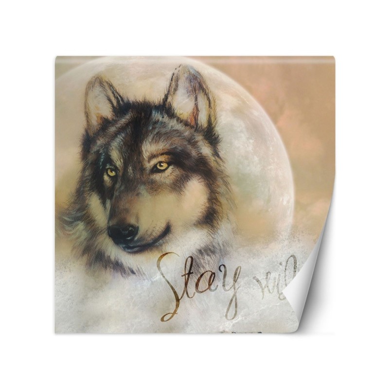 Modern wall murals - Brown wolf against the moon | FEEBY