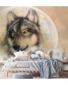 Modern wall murals - Brown wolf against the moon | FEEBY
