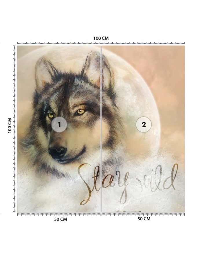 Modern wall murals - Brown wolf against the moon | FEEBY