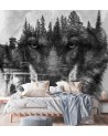 Trendy wall murals - Wolf forest in mist lake | FEEBY