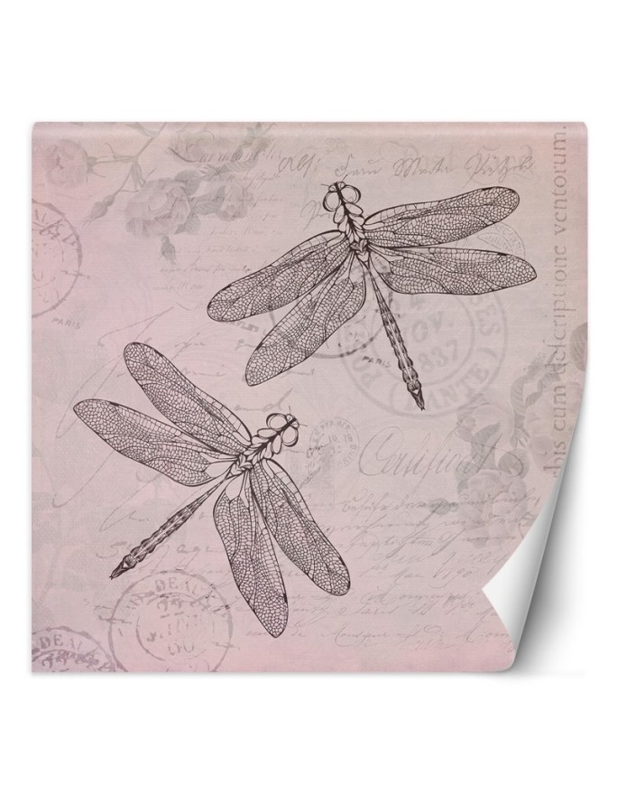 Designer Wallpaper - Dragonfly on pink background Andrea Haase | FEEBY
