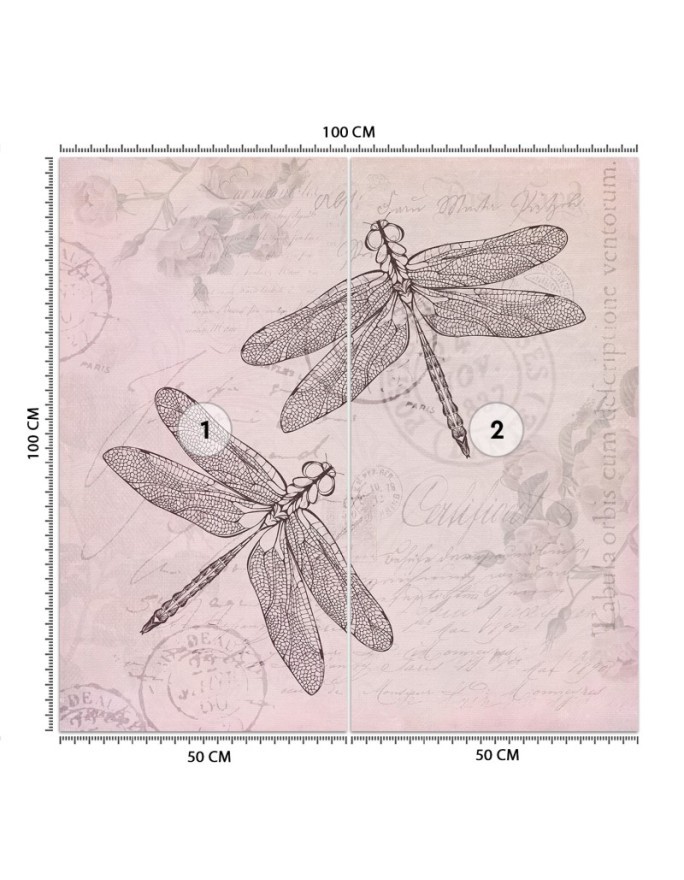 Designer Wallpaper - Dragonfly on pink background Andrea Haase | FEEBY