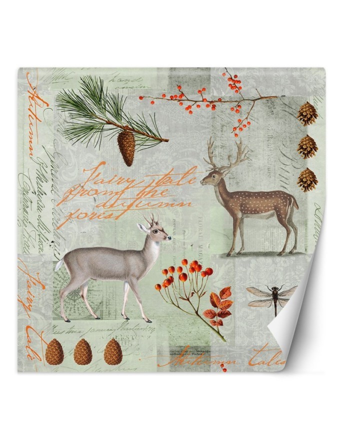 Wall mural - Deer abstract on green background Andrea Haase | FEEBY