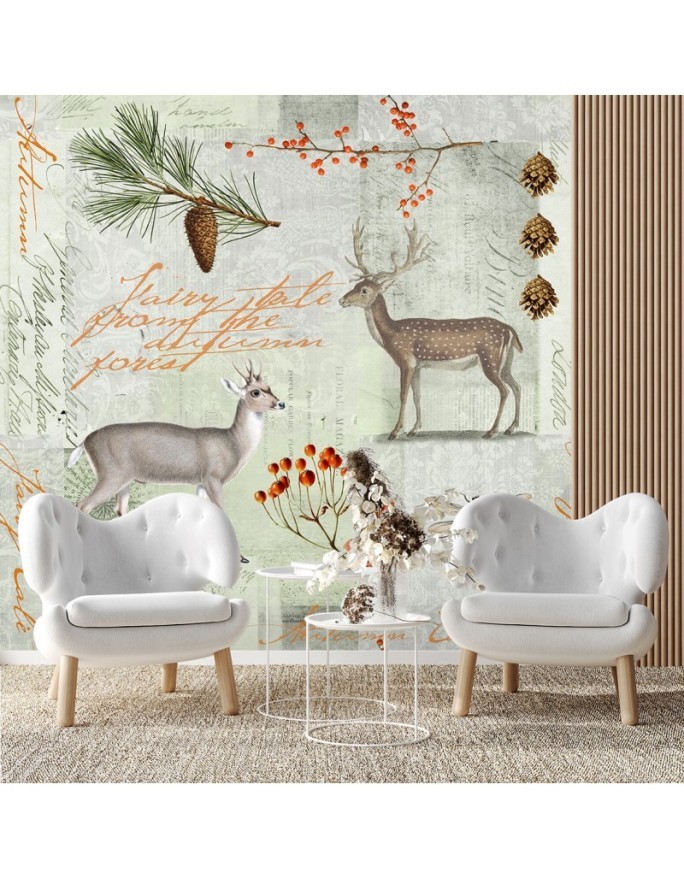 Wall mural - Deer abstract on green background Andrea Haase | FEEBY