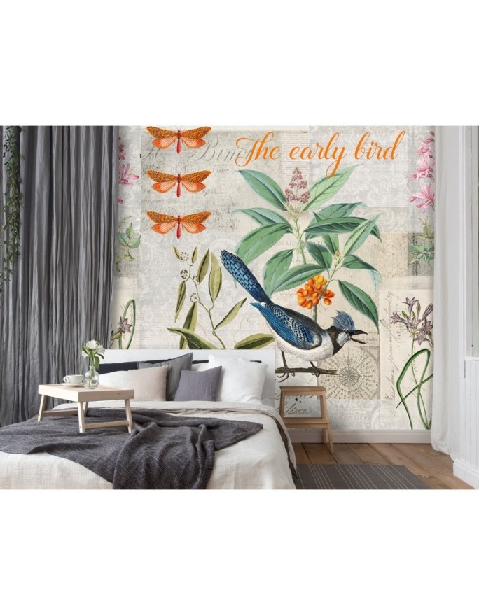 Wall mural - Blue bird on green branch Andrea Haase | FEEBY