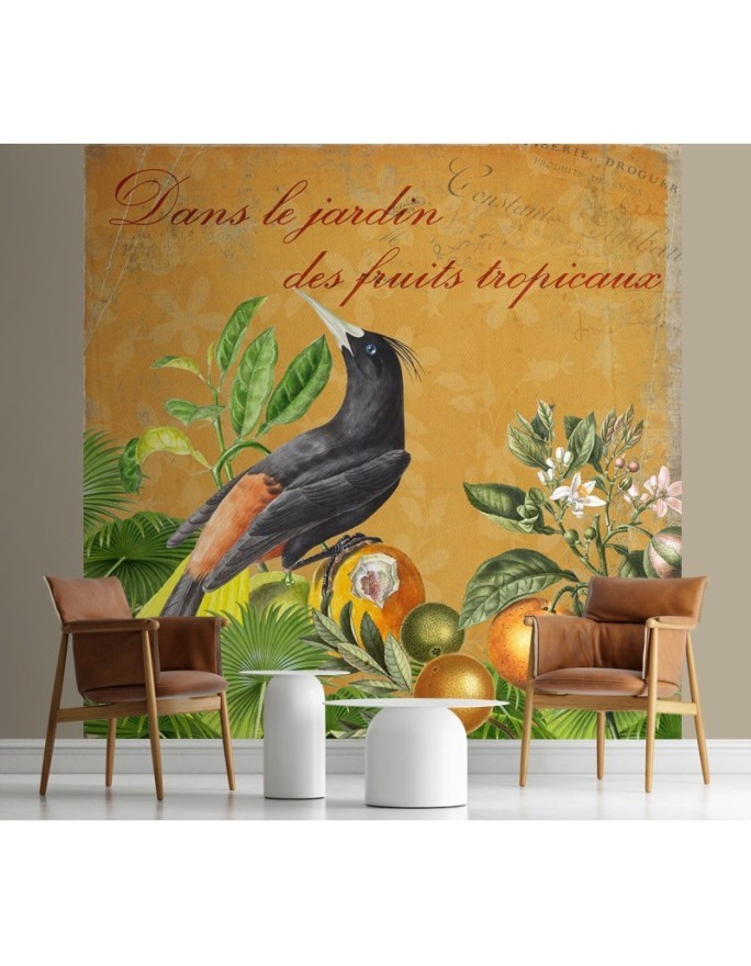 Exotic wall mural - Bird sentiment lettering Andrea Haase | FEEBY
