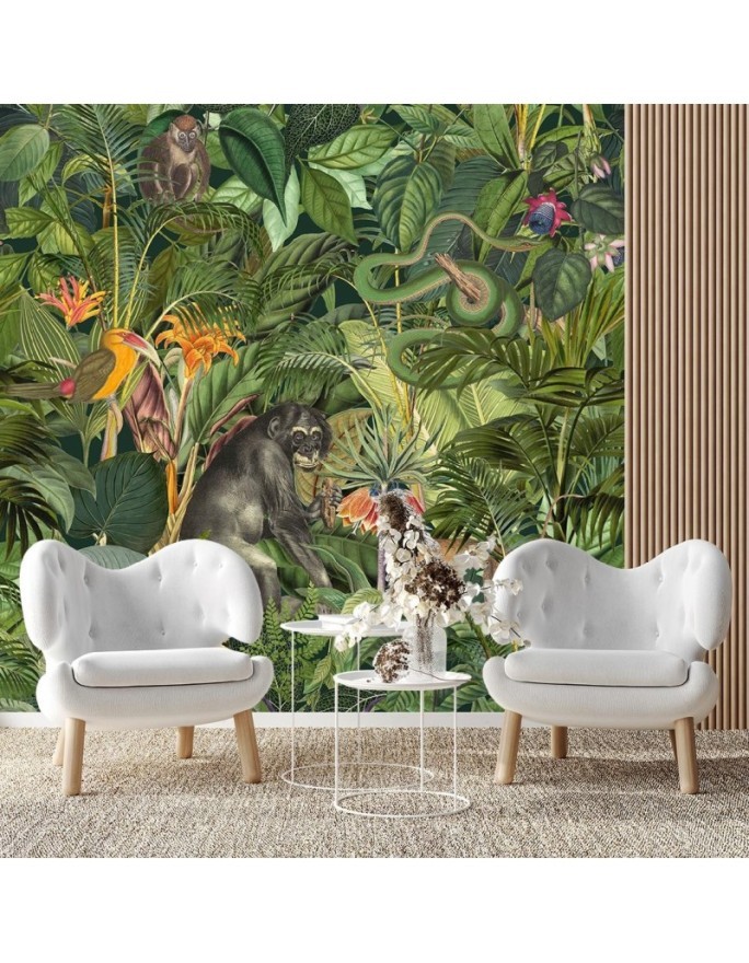 Beautiful wall murals - Jungle animals green leaves Andrea Haase | FEEBY
