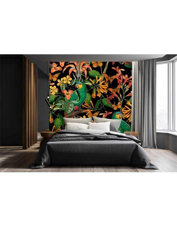 Wall mural - Bird against tropical leaves colourful abstraction Andrea Haase | FEEBY