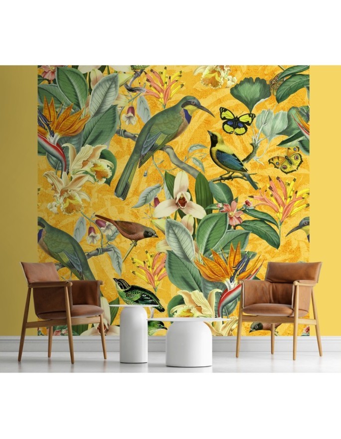 Wall mural - Tropical abstraction birds on a branch Andrea Haase | FEEBY