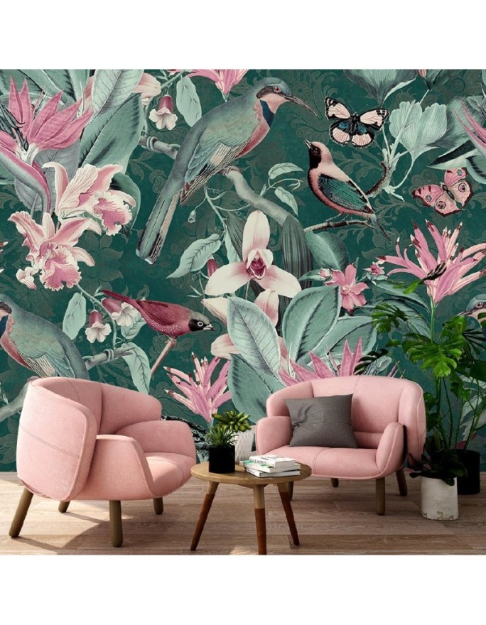 Original wall mural - Tropical abstraction birds animals Andrea Haase | FEEBY