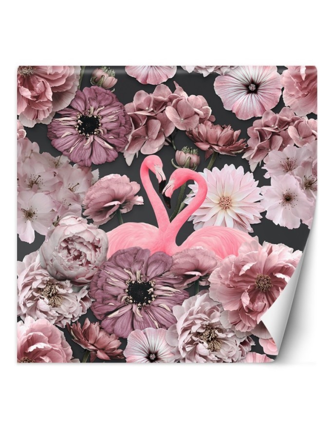 Mural - Flamingos pink peony flowers Andrea Haase | FEEBY