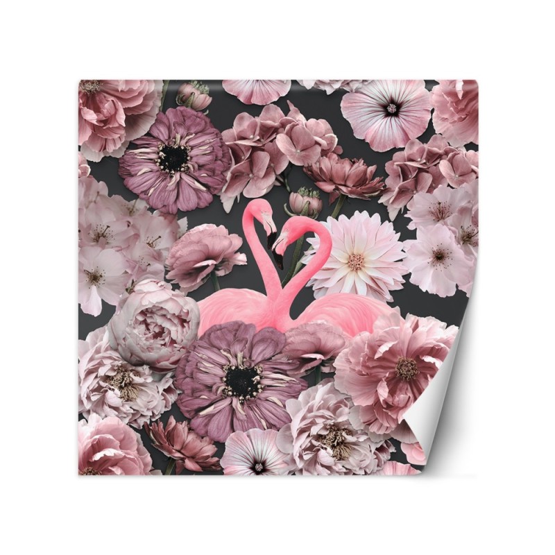 Mural - Flamingos pink peony flowers Andrea Haase | FEEBY