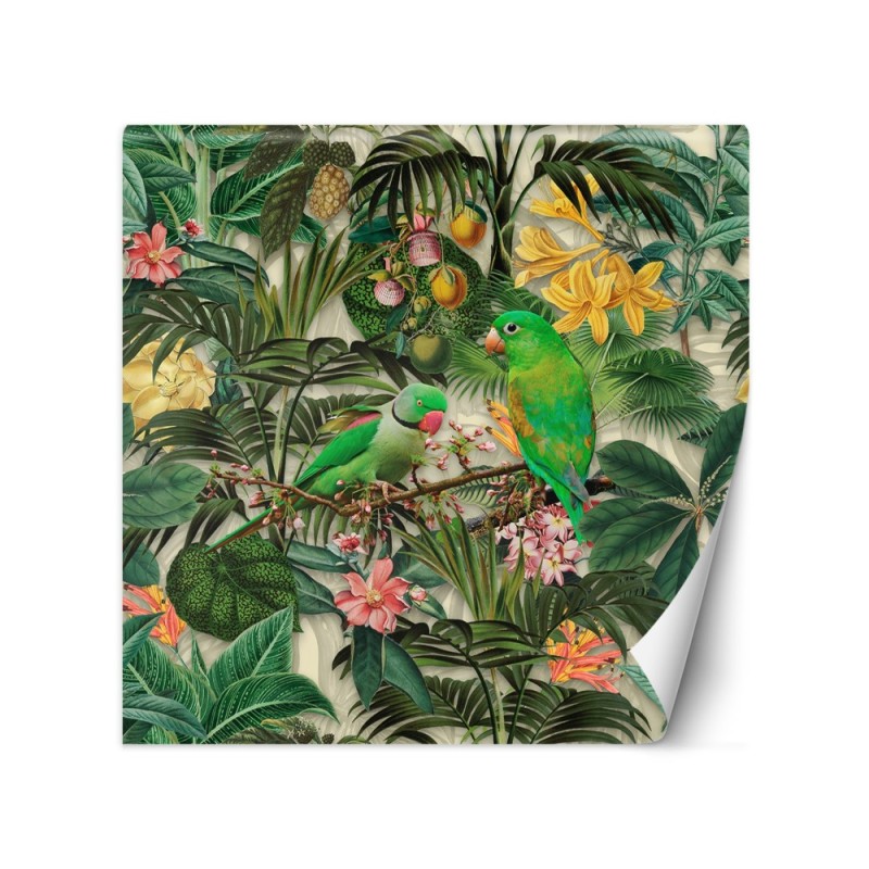Wall mural - Jungle birds on green background abstract Andrea Haase | FEEBY