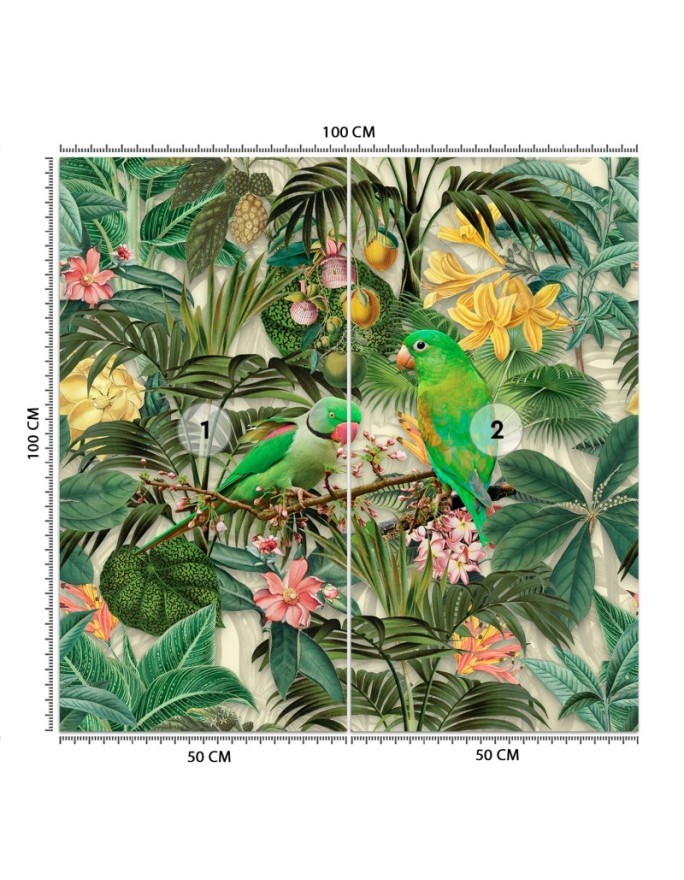 Wall mural - Jungle birds on green background abstract Andrea Haase | FEEBY