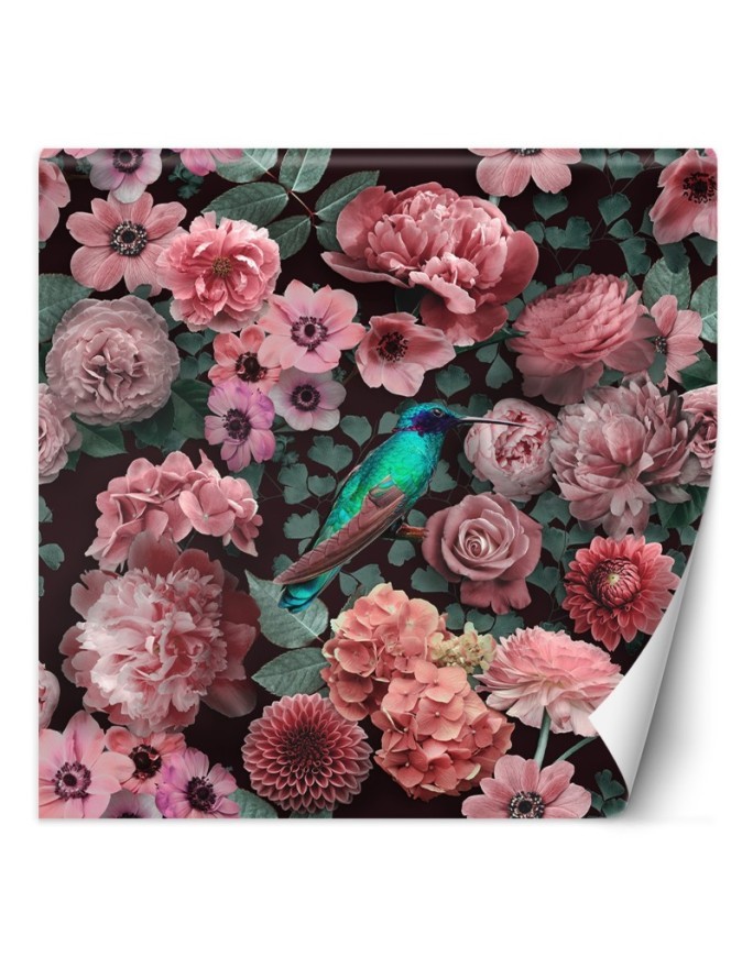 Stylish wall mural - Flowers roses pink bird nature Andrea Haase | FEEBY
