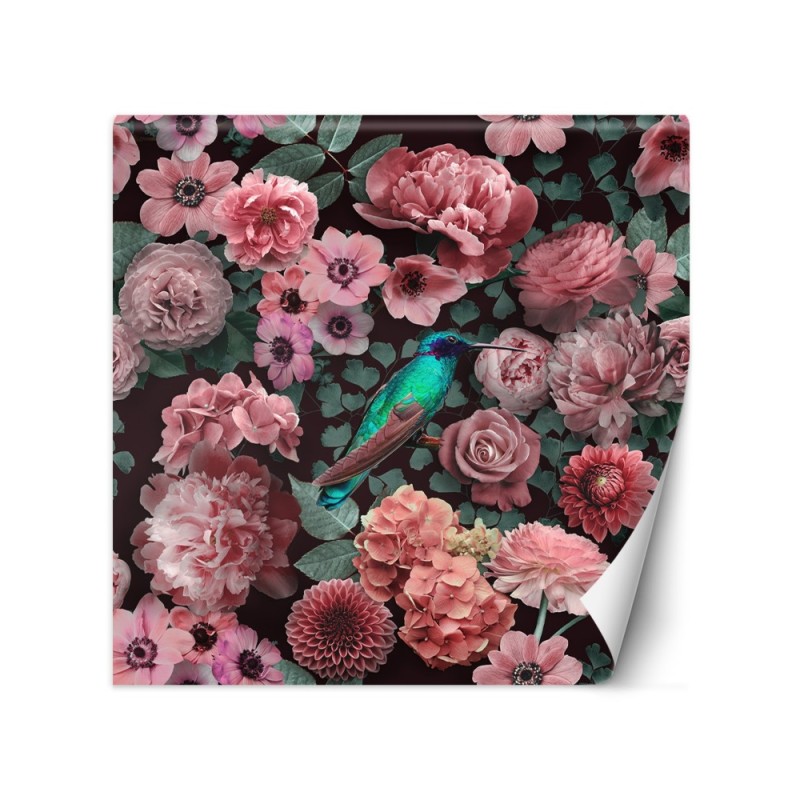 Stylish wall mural - Flowers roses pink bird nature Andrea Haase | FEEBY