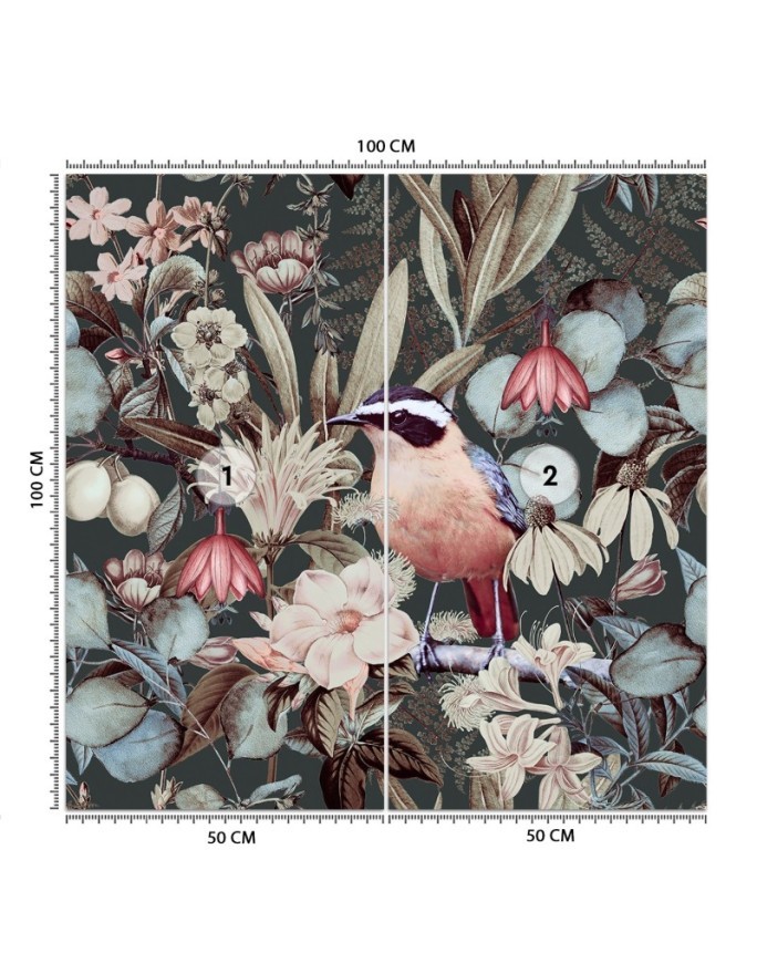 Inspirational wall mural - Bird leaves nature abstract Andrea Haase | FEEBY
