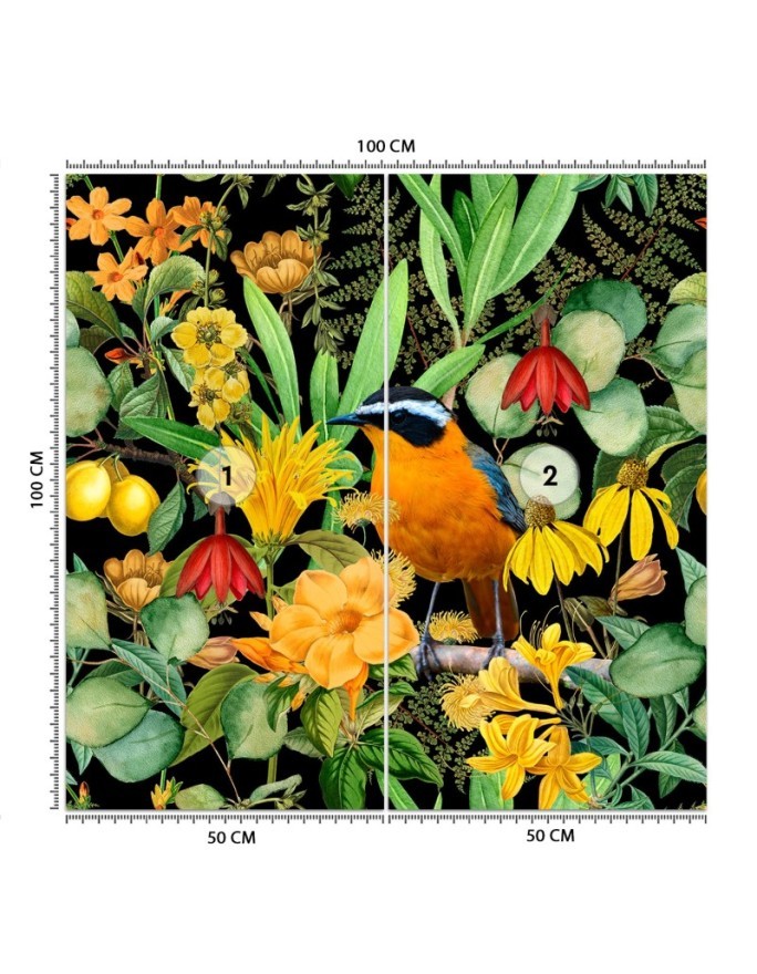 Photo wallpaper - Jungle bird leaves flowers nature Andrea Haase | FEEBY