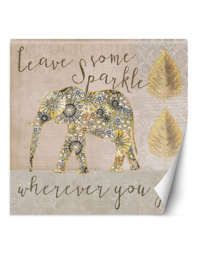 Wall mural Elephant in gold...