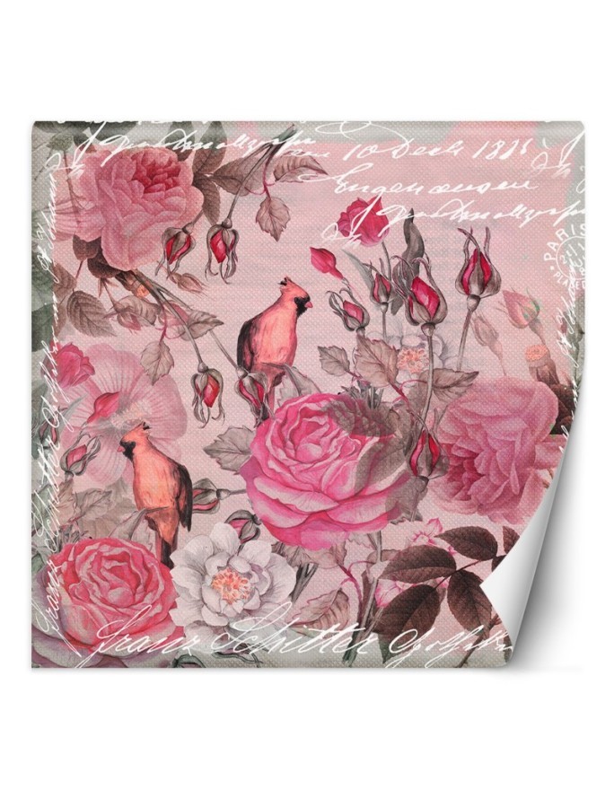 Original wall murals - Parrots and flowers in pink Andrea Haase | FEEBY