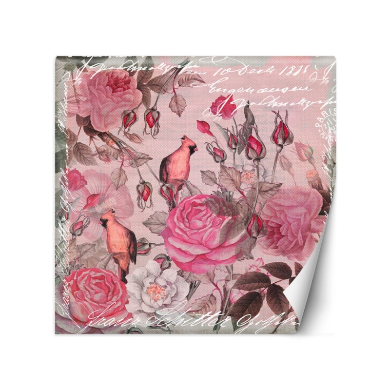 Original wall murals - Parrots and flowers in pink Andrea Haase | FEEBY