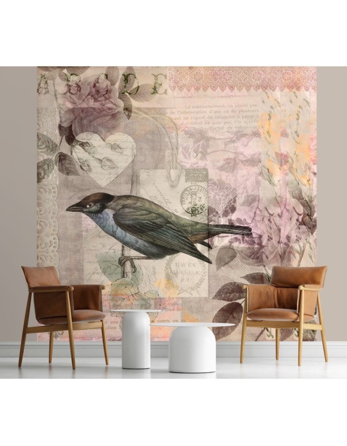 Stylish wall murals - Bird on pink background Andrea Haase | FEEBY