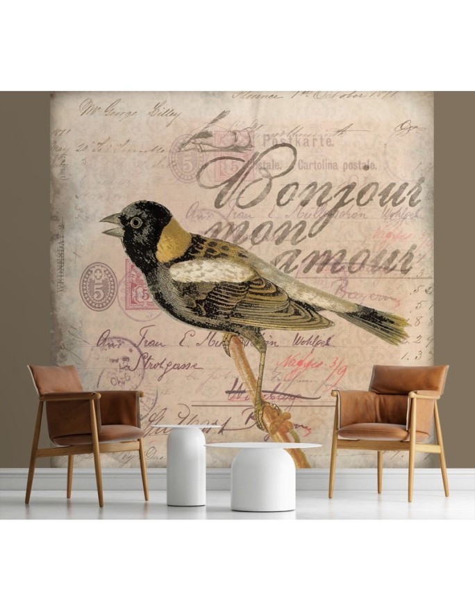 Most fashionable wall murals - Beige background bird animals Andrea Haase | FEEBY