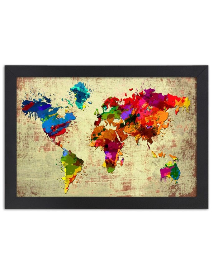 Poster World map colorful
