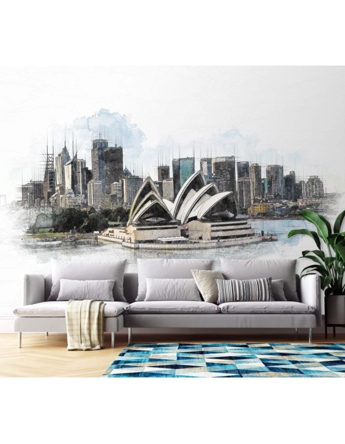 Wallpaper for living room - Building as drawn Cornel Vlad | FEEBY