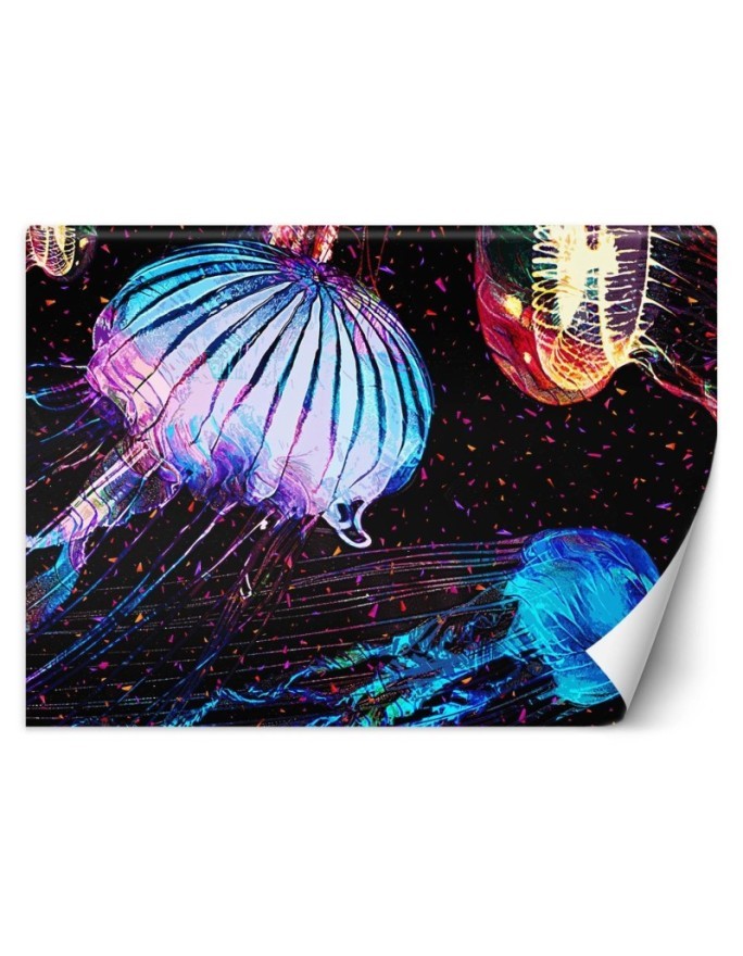 Bedroom wall mural - Neon jellyfish abstract Gab Fernando | FEEBY