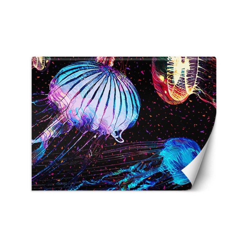 Bedroom wall mural - Neon jellyfish abstract Gab Fernando | FEEBY