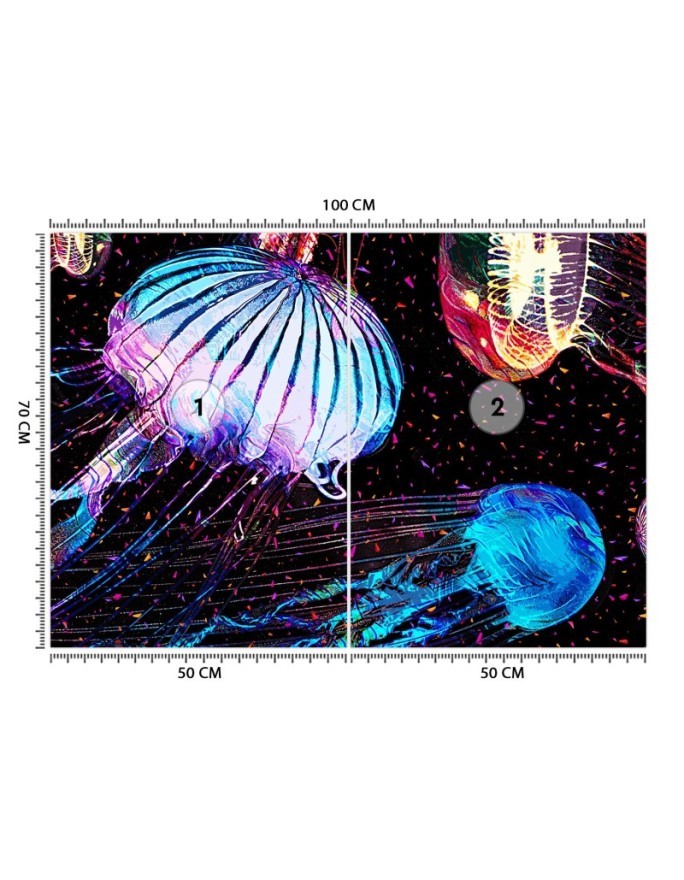 Bedroom wall mural - Neon jellyfish abstract Gab Fernando | FEEBY